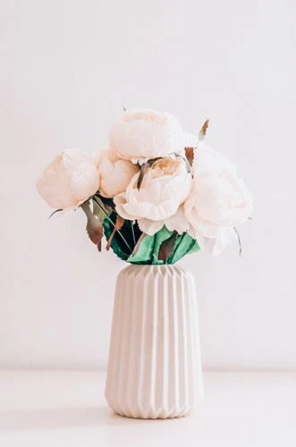 Canva - White Roses in White Ceramic Vase_ Canva - White Roses in White Ceramic Vase_